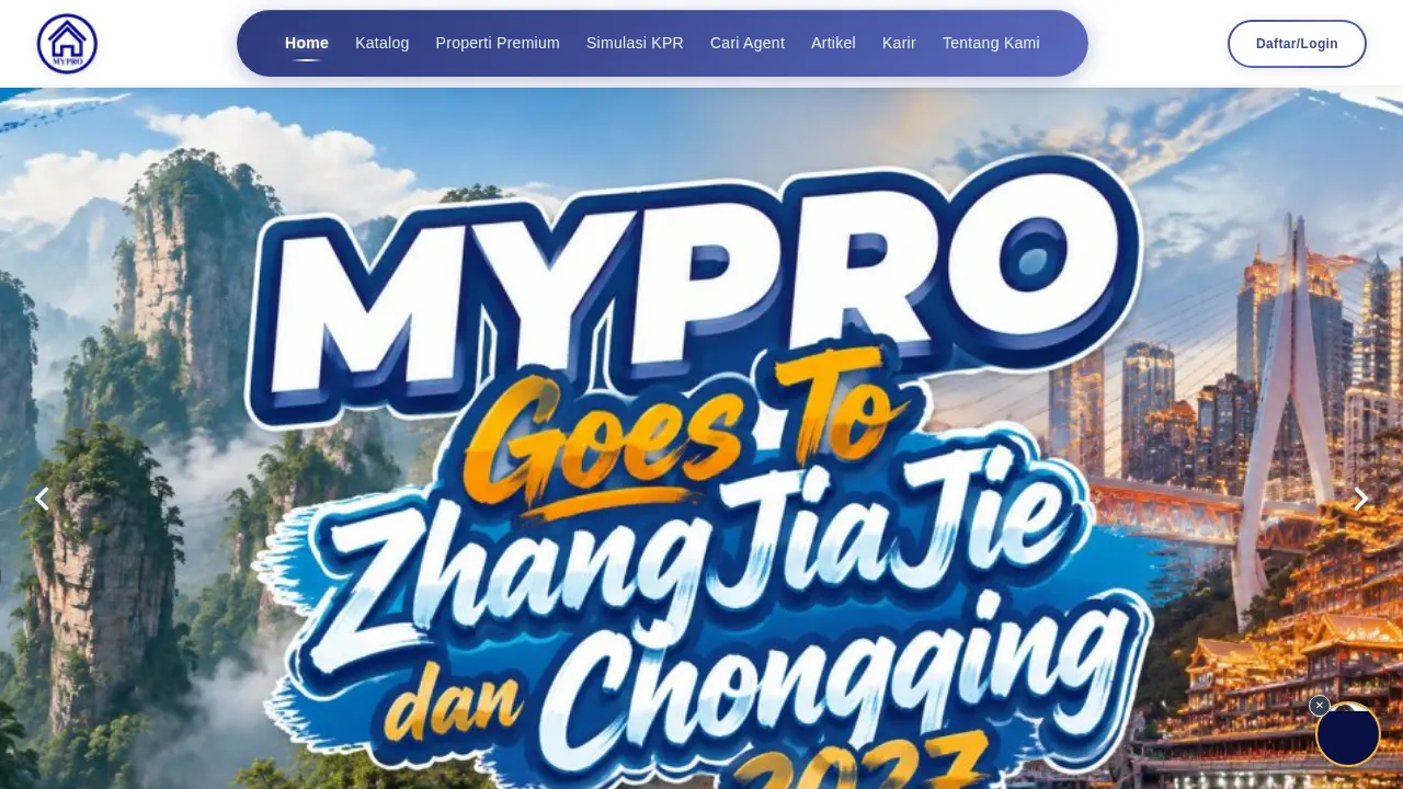 Tampilan beranda website Mypro Property
